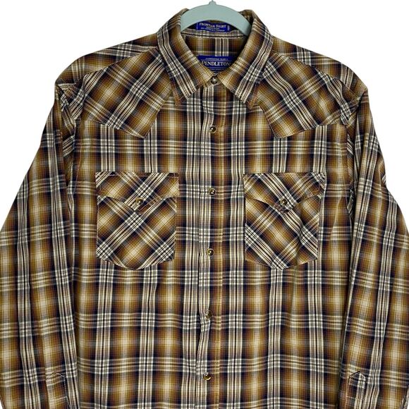 Pendleton Pearl Snap Frontier Shirt Mens S Long Sleeve Plaid Button Up Western - Picture 1 of 13